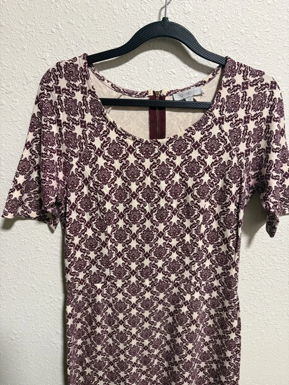 Floral Scoop Neck Short Sleeve Dress in‎ Mauve